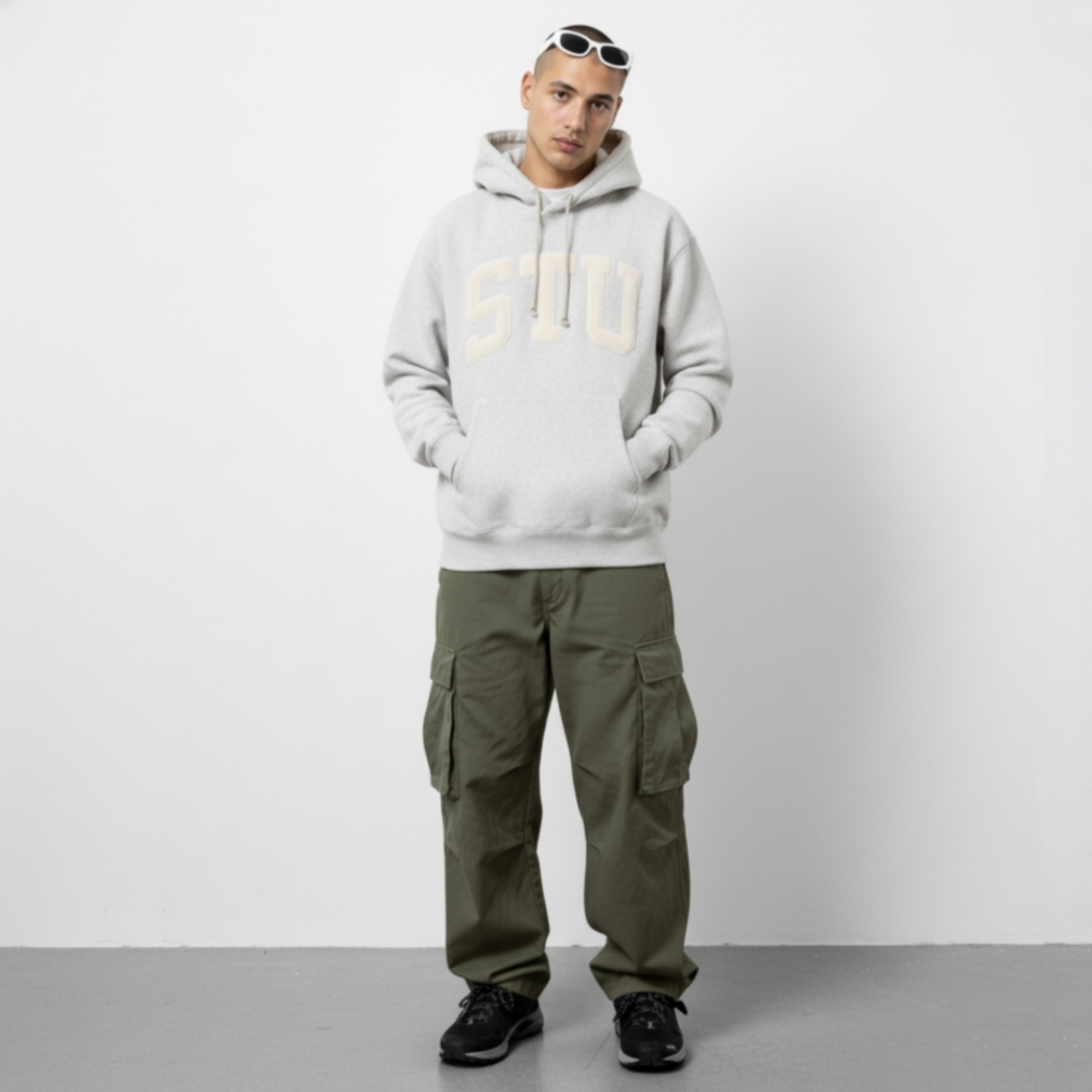 [STUSSY]스투시 아플리케 기모 후드
