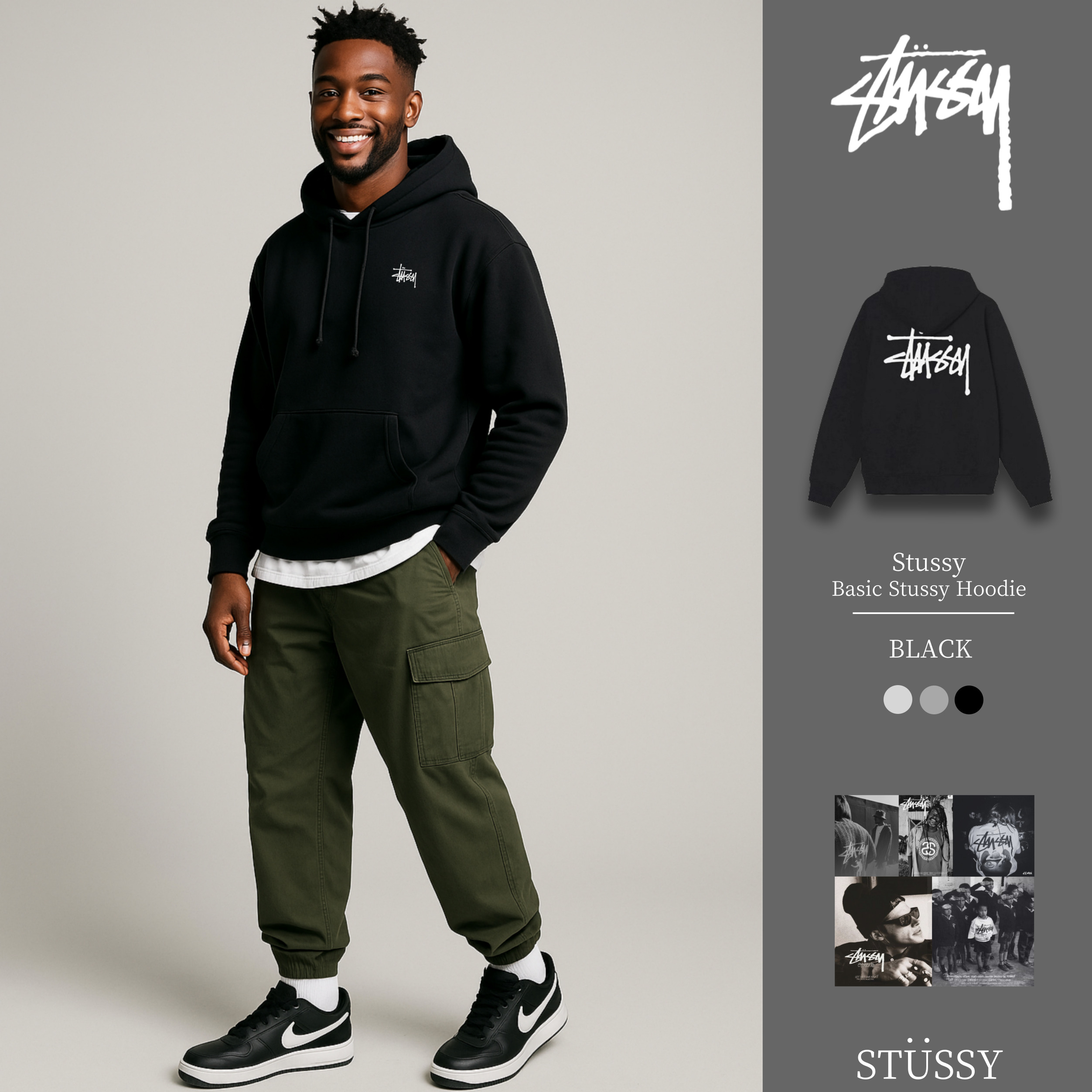 [STUSSY]스투시 베이직로고 기모 후드