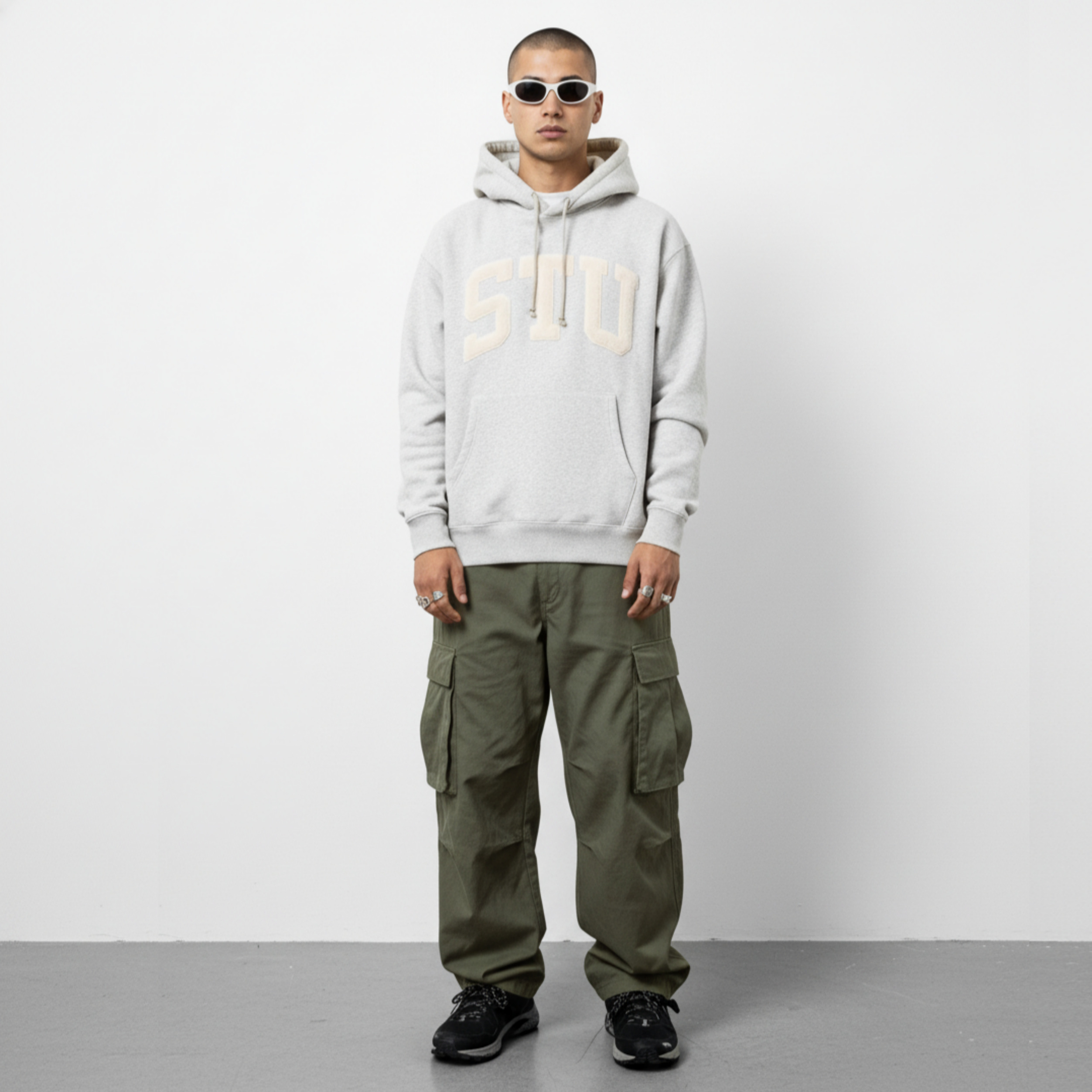 [STUSSY]스투시 아플리케 기모 후드