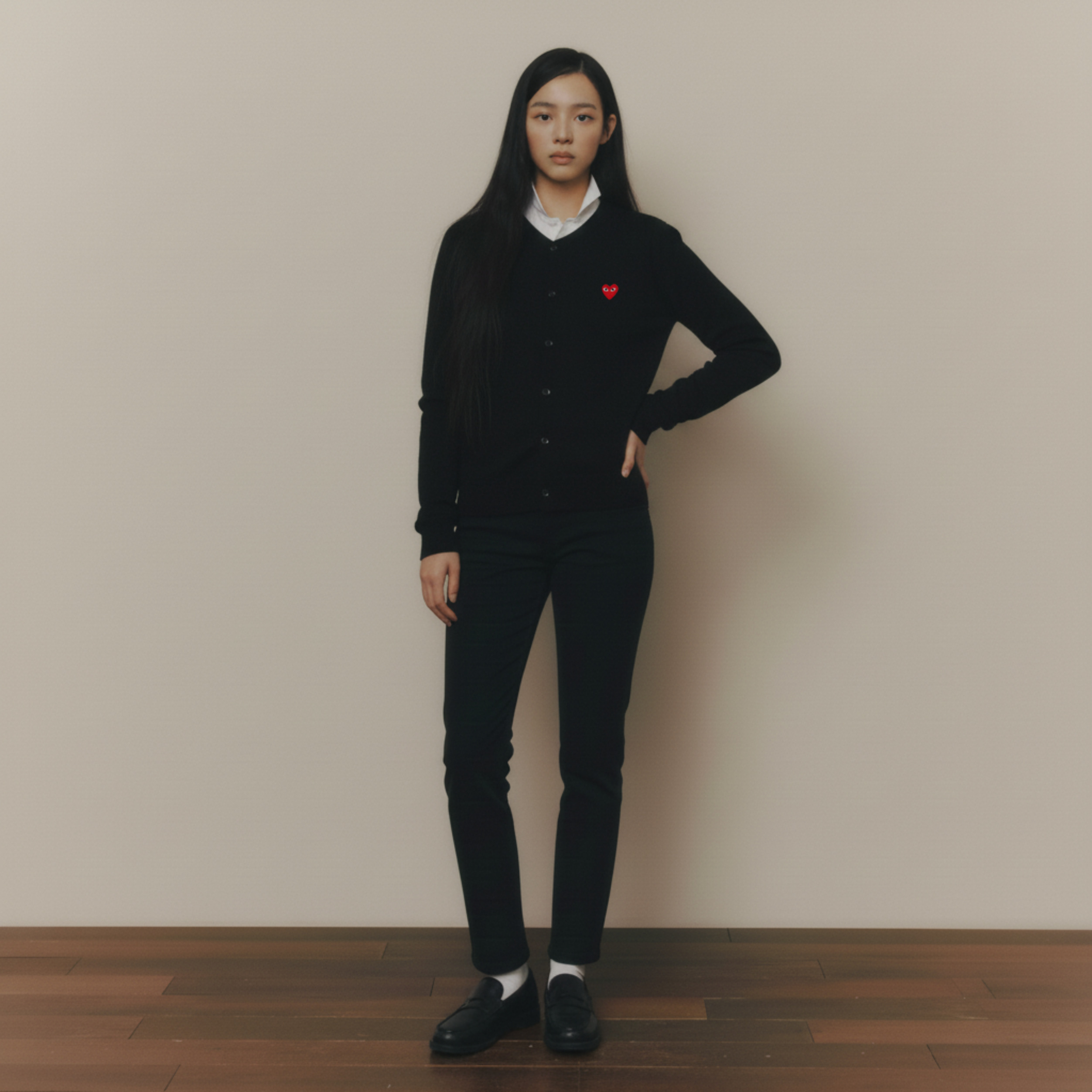 [CDG]꼼데가르송 레드와펜 U넥 가디건