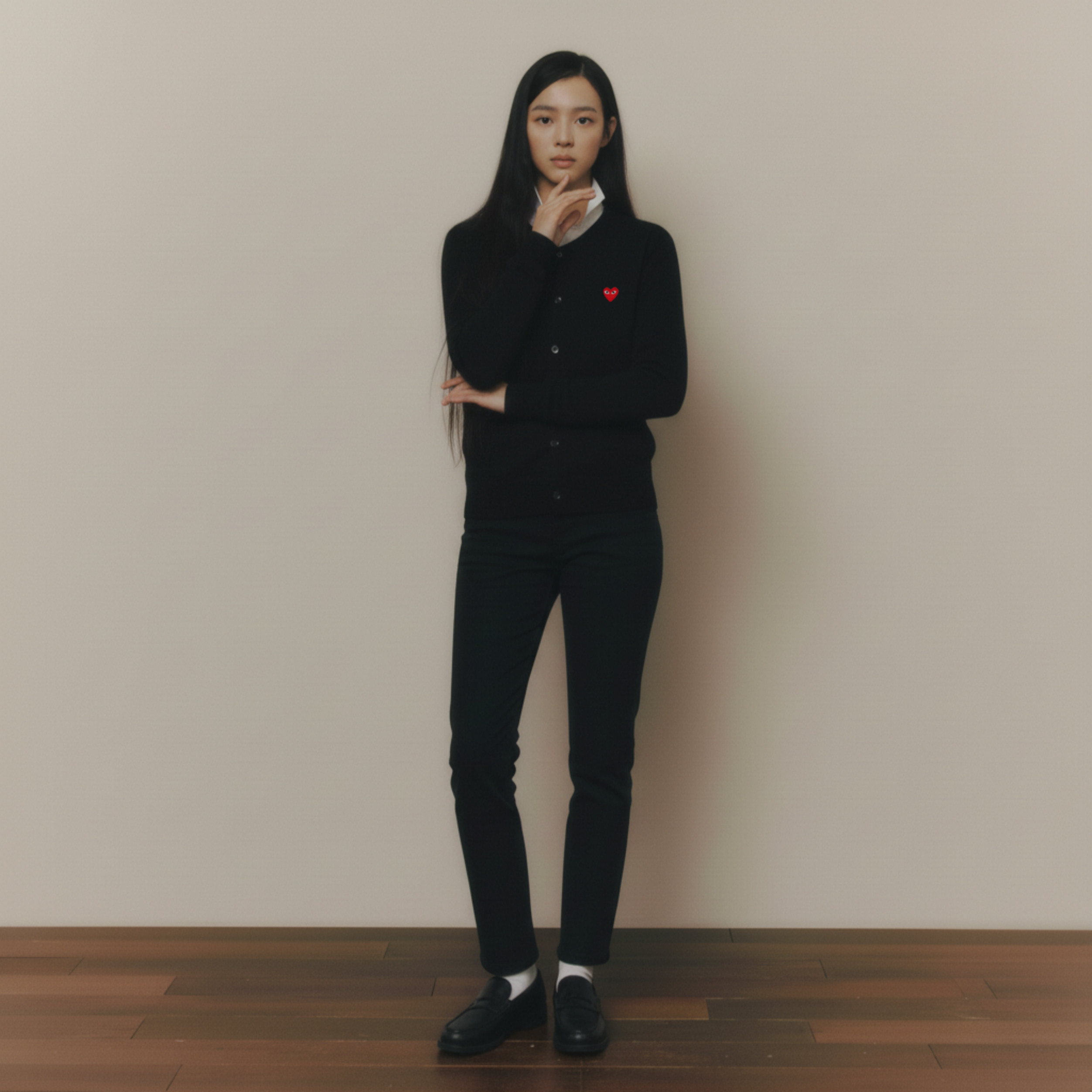 [CDG]꼼데가르송 레드와펜 U넥 가디건