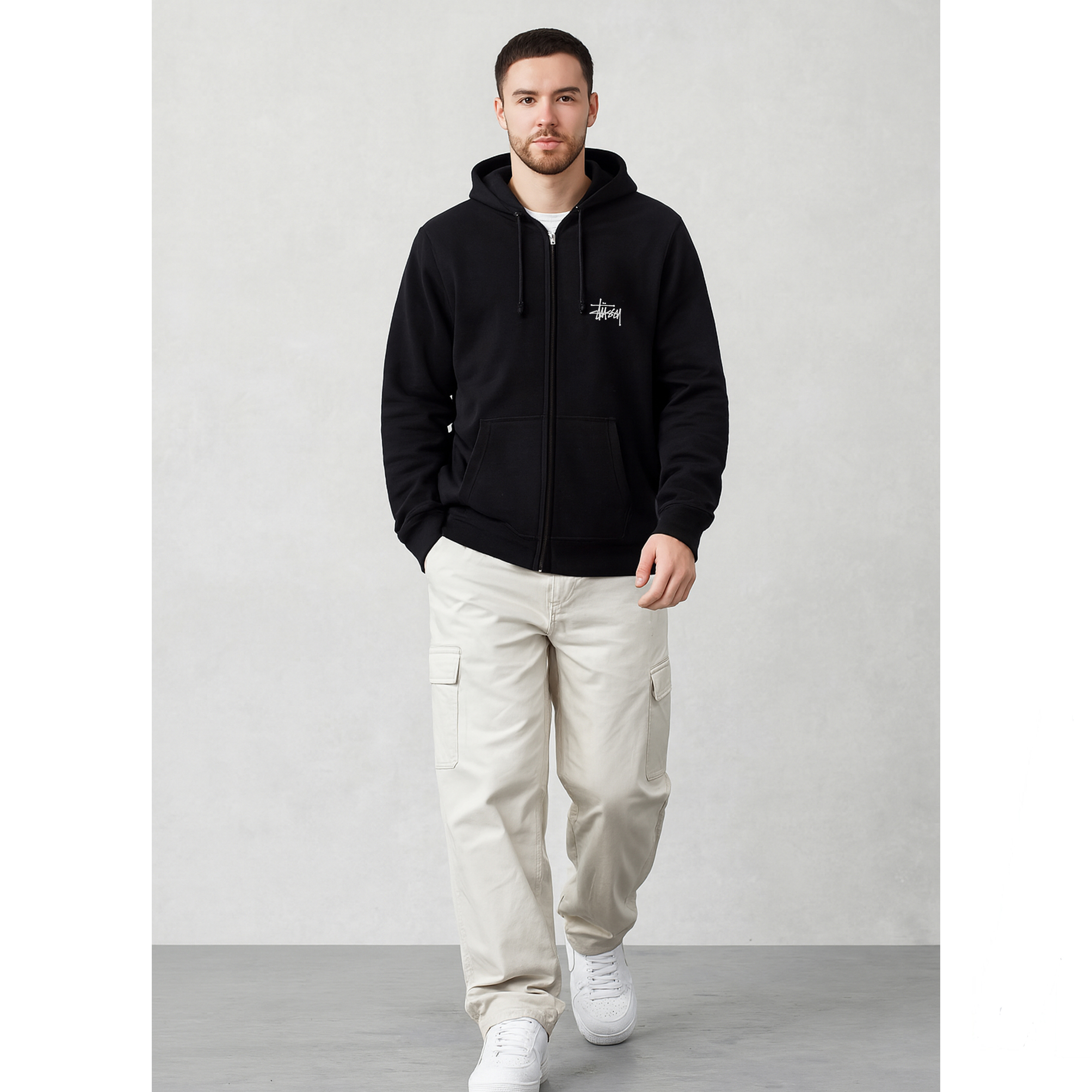 [STUSSY]스투시 베이직로고 후드 집업
