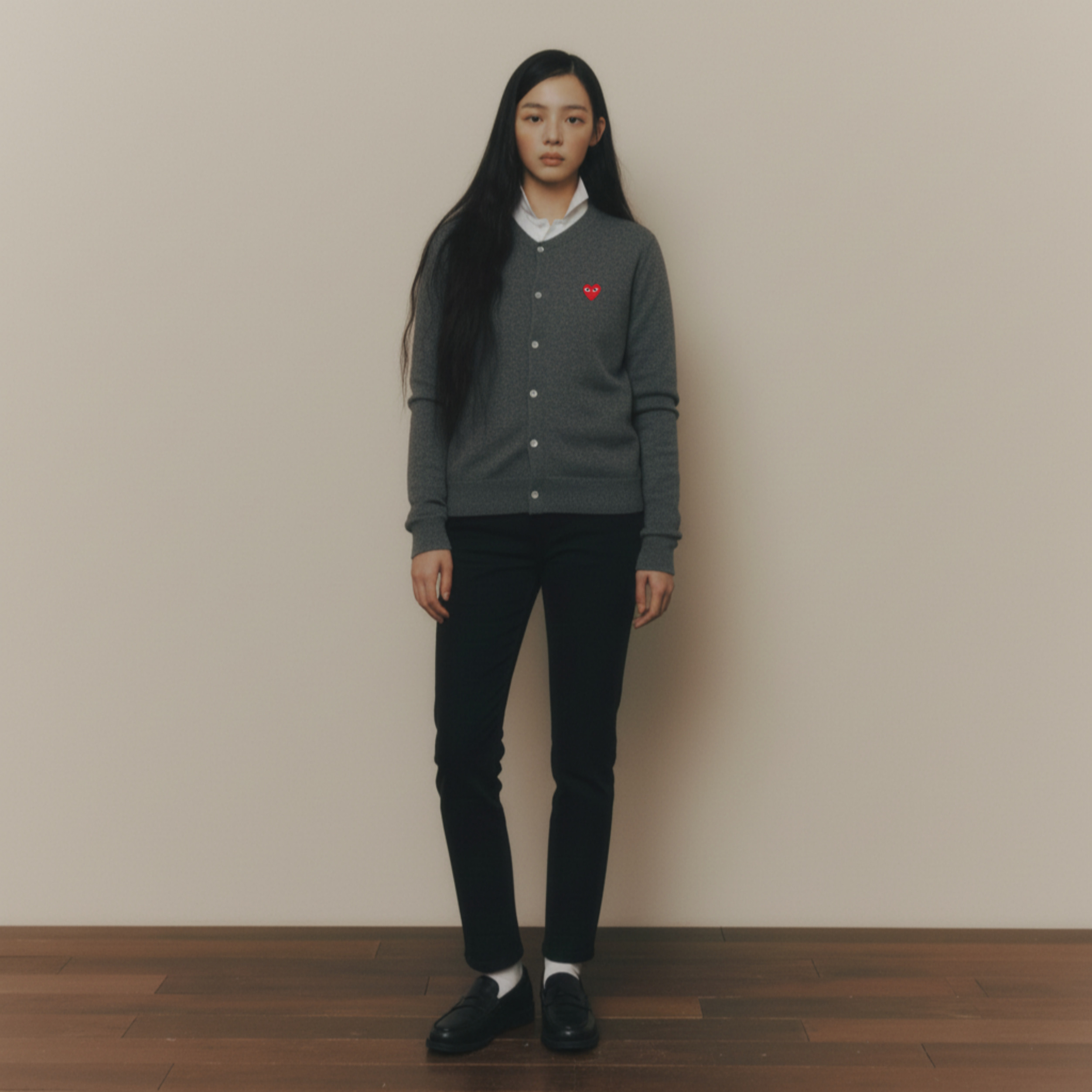 [CDG]꼼데가르송 레드와펜 U넥 가디건