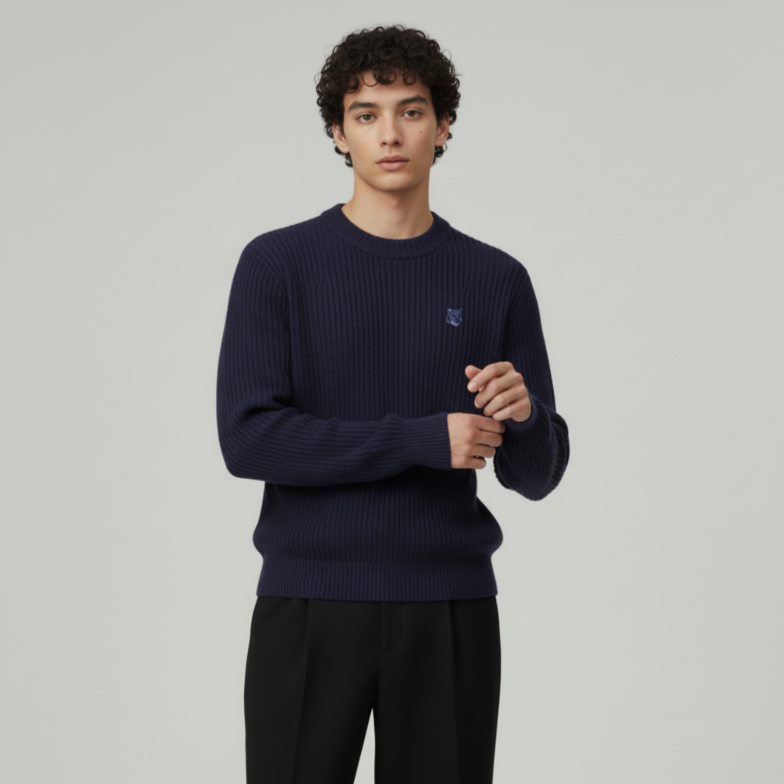 [Maison Kitsune]메종키츠네 폭스헤드 립드 니트 (25SS 봄 시즌 특가)