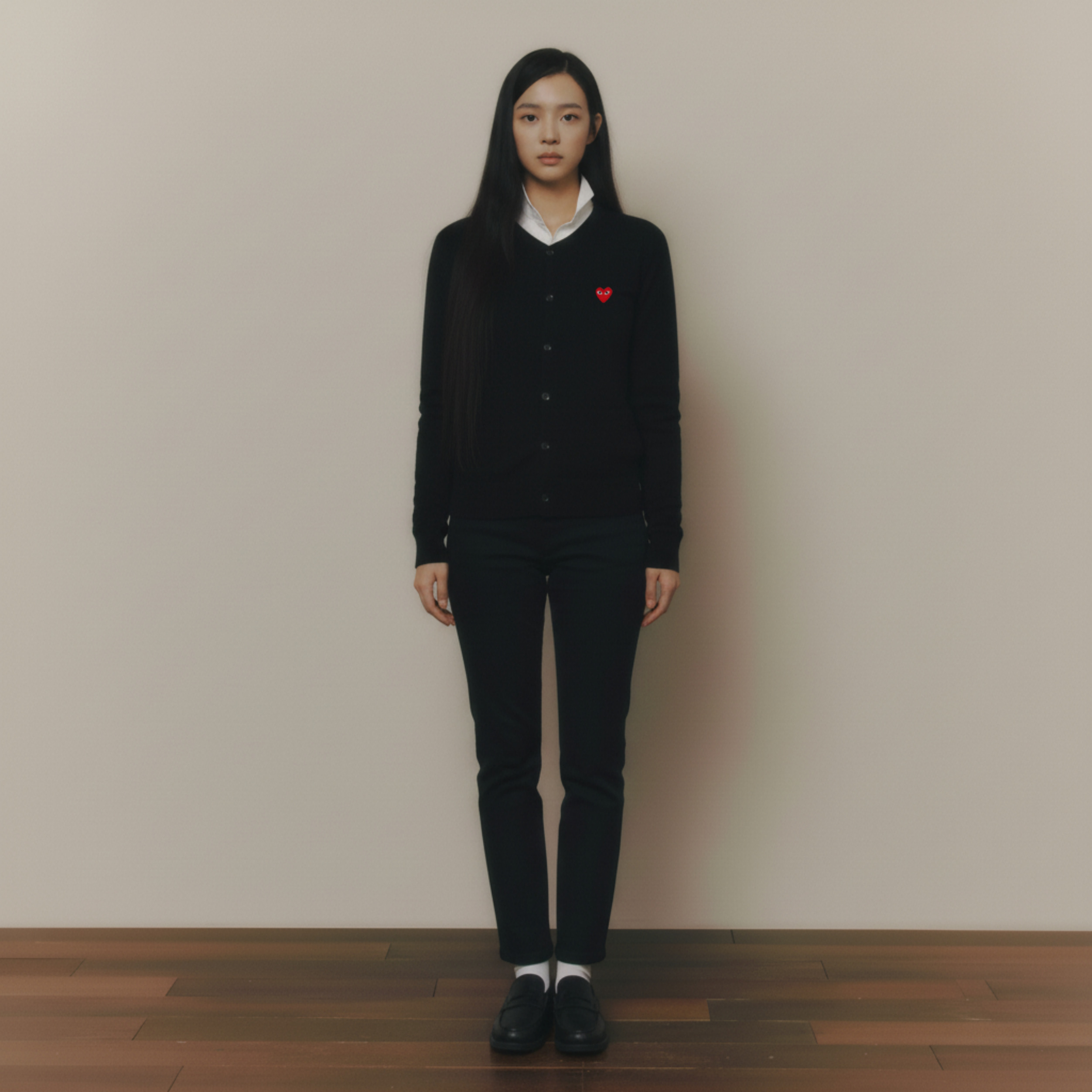 [CDG]꼼데가르송 레드와펜 U넥 가디건