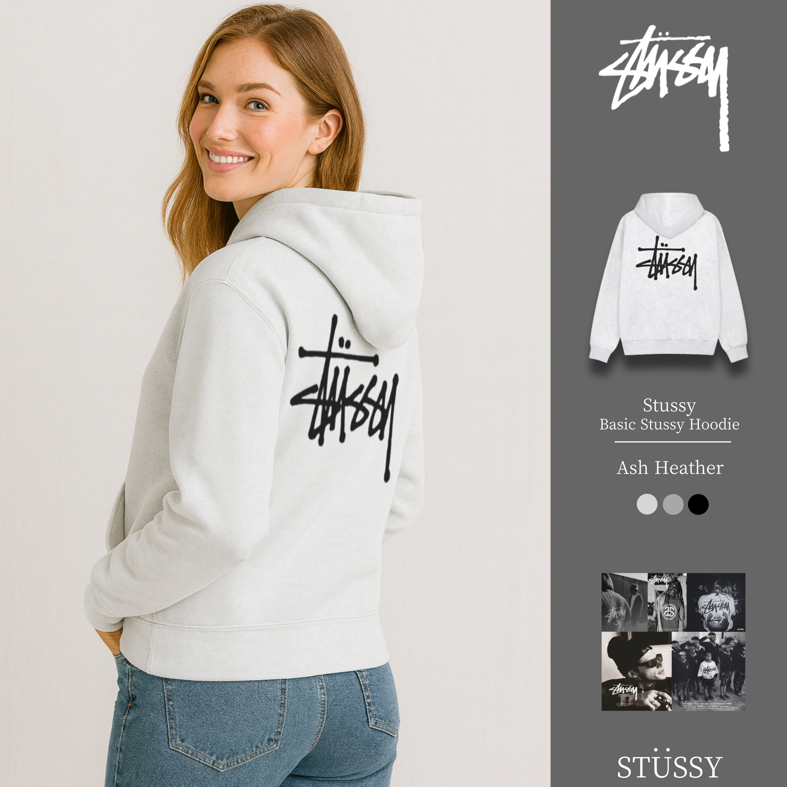 [STUSSY]스투시 베이직로고 기모 후드