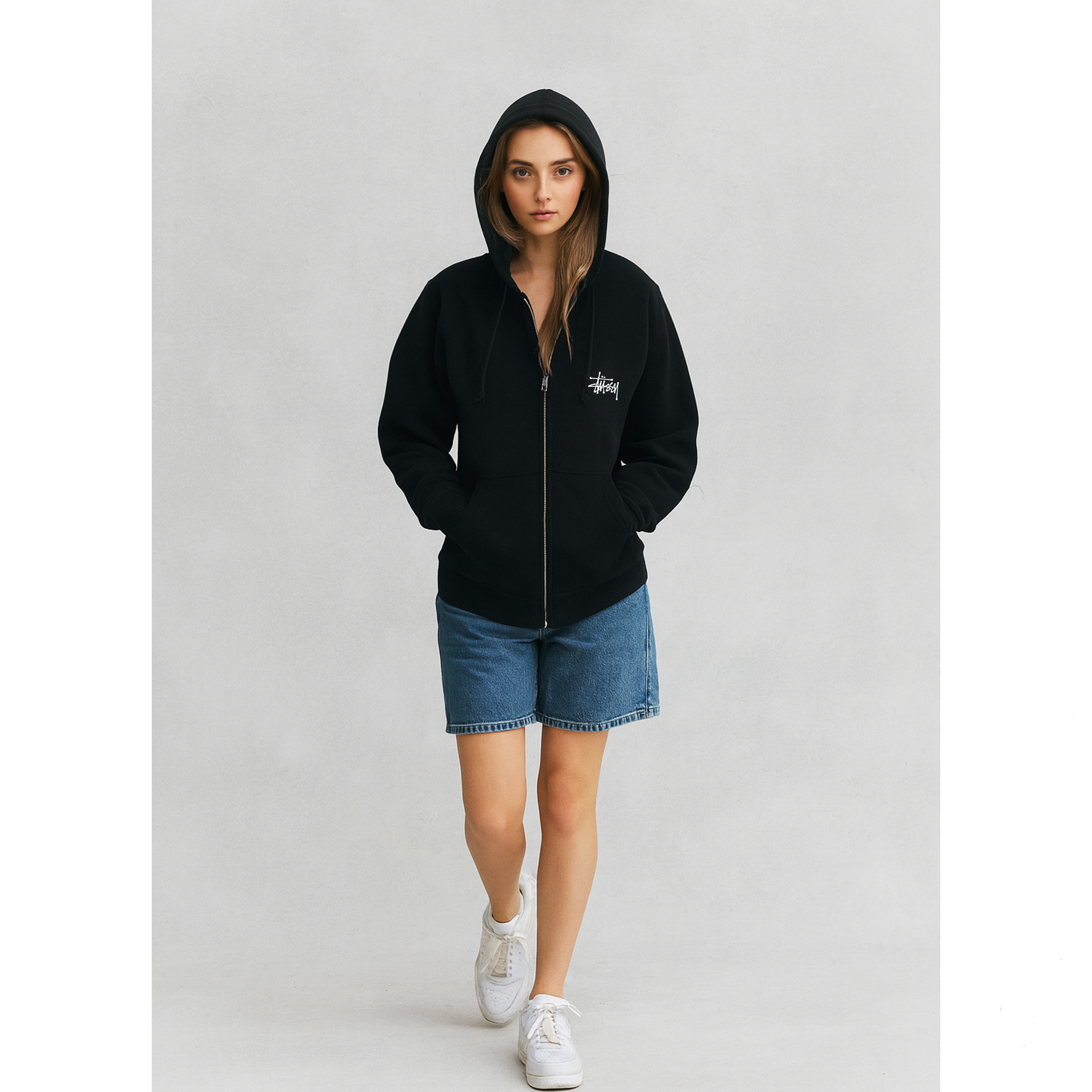 [STUSSY]스투시 베이직로고 후드 집업