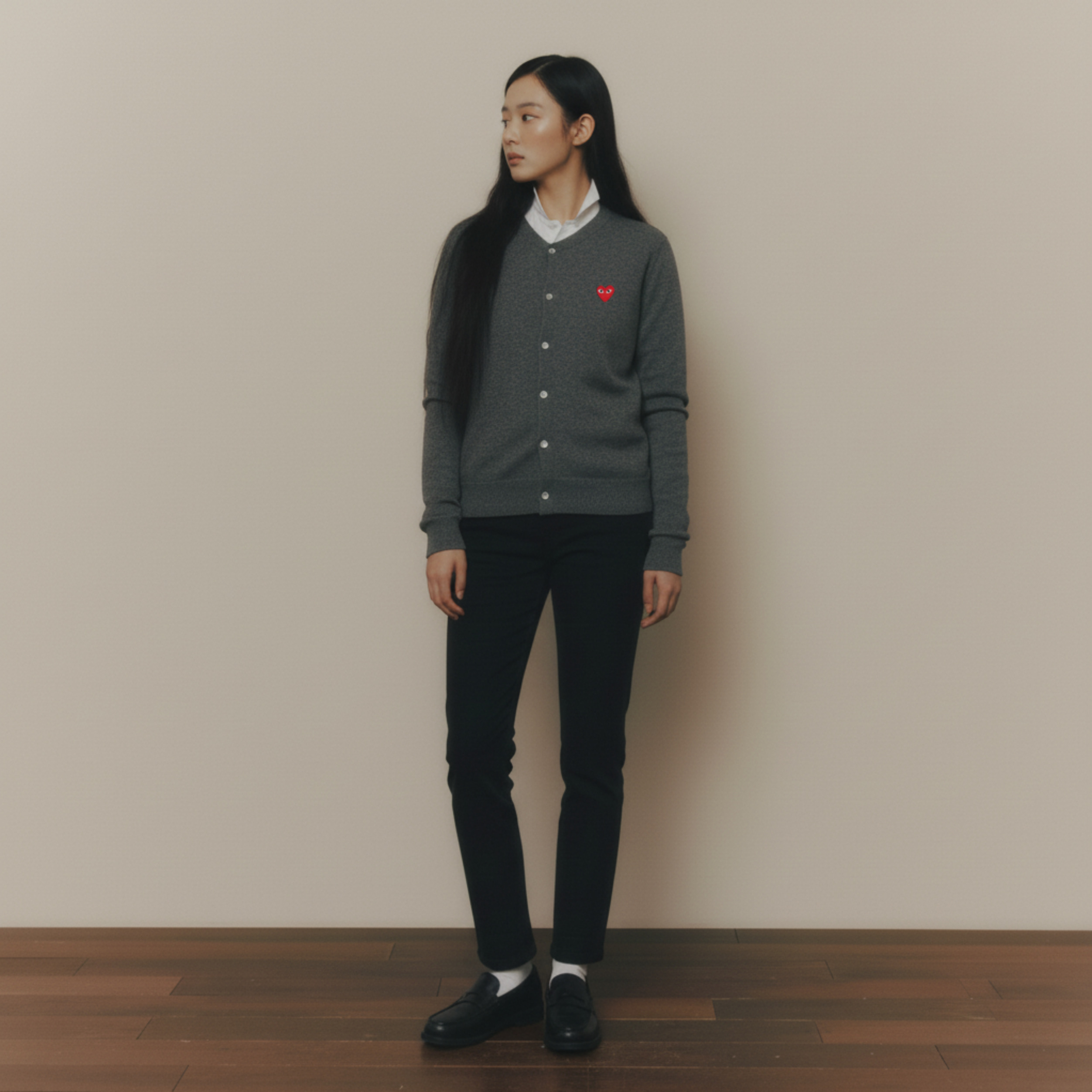 [CDG]꼼데가르송 레드와펜 U넥 가디건