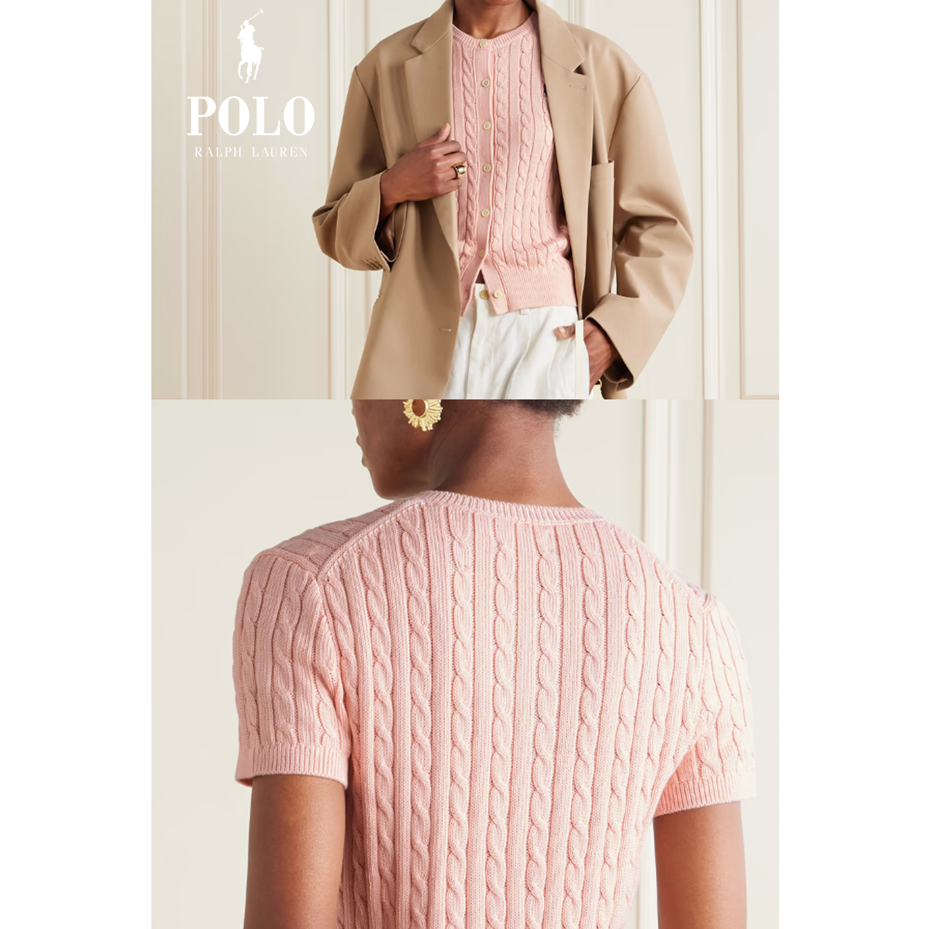 [POLO RALPH LAUREN]폴로 여성 케이블 반팔 가디건