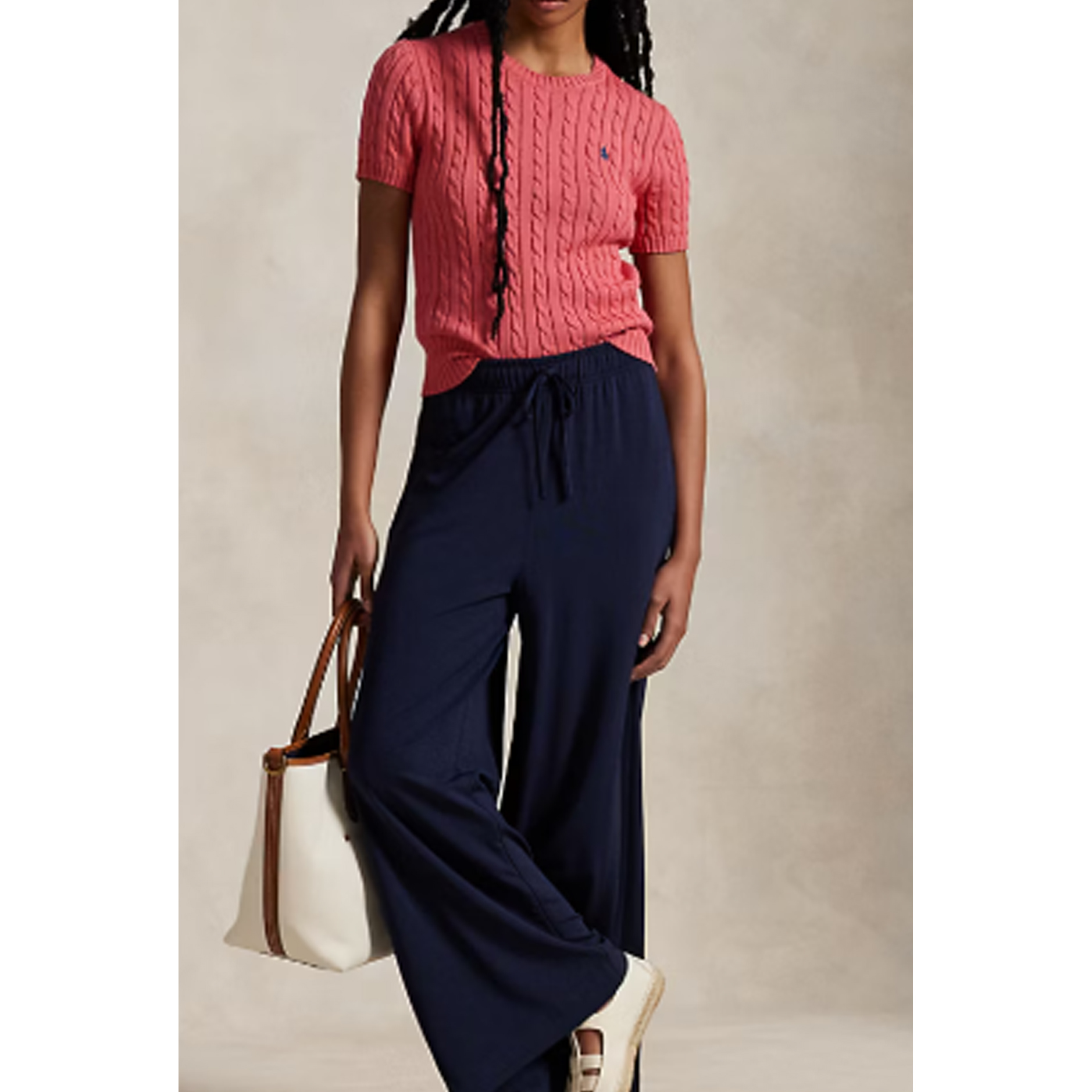[POLO RALPH LAUREN]폴로 여성 케이블 반팔니트