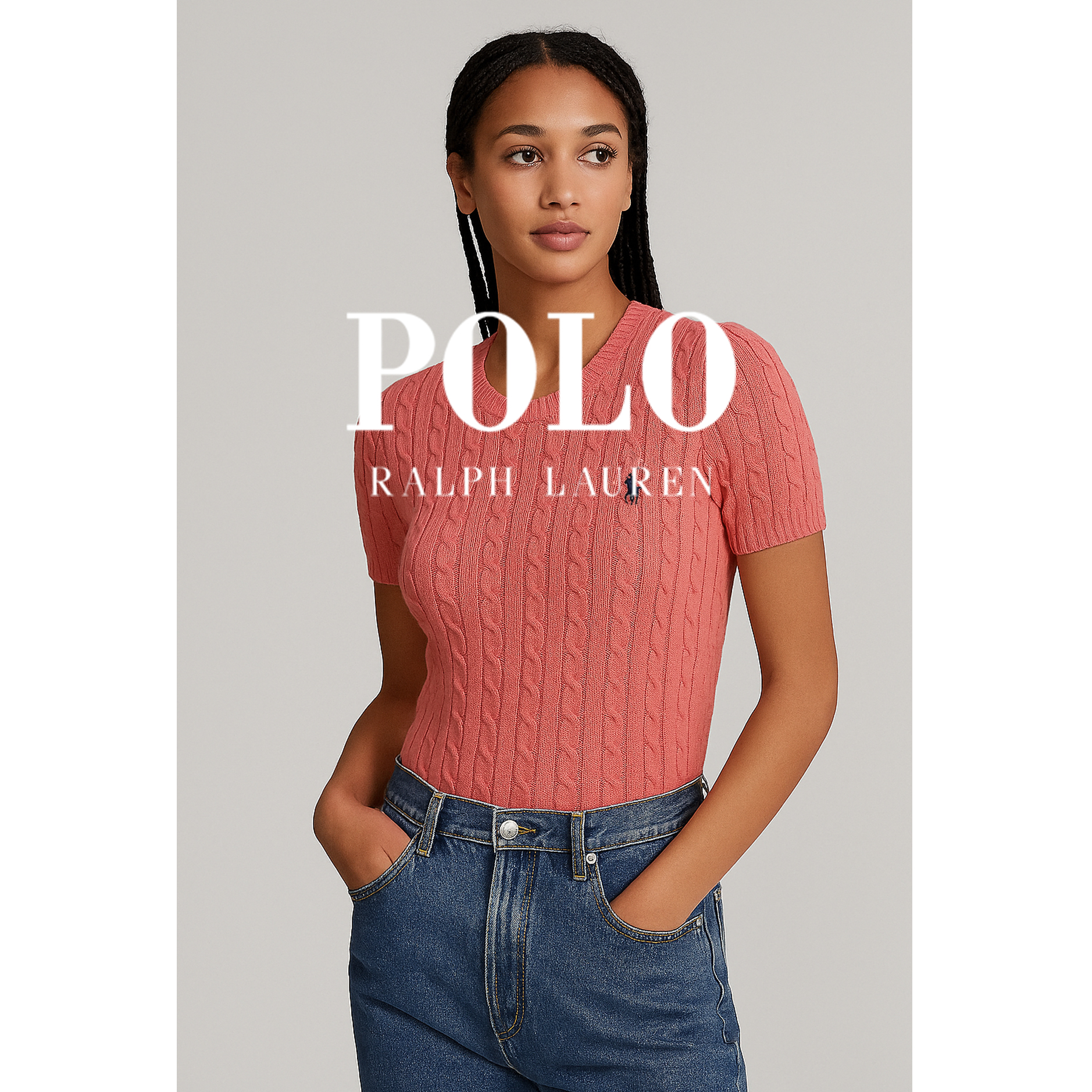 [POLO RALPH LAUREN]폴로 여성 케이블 반팔니트