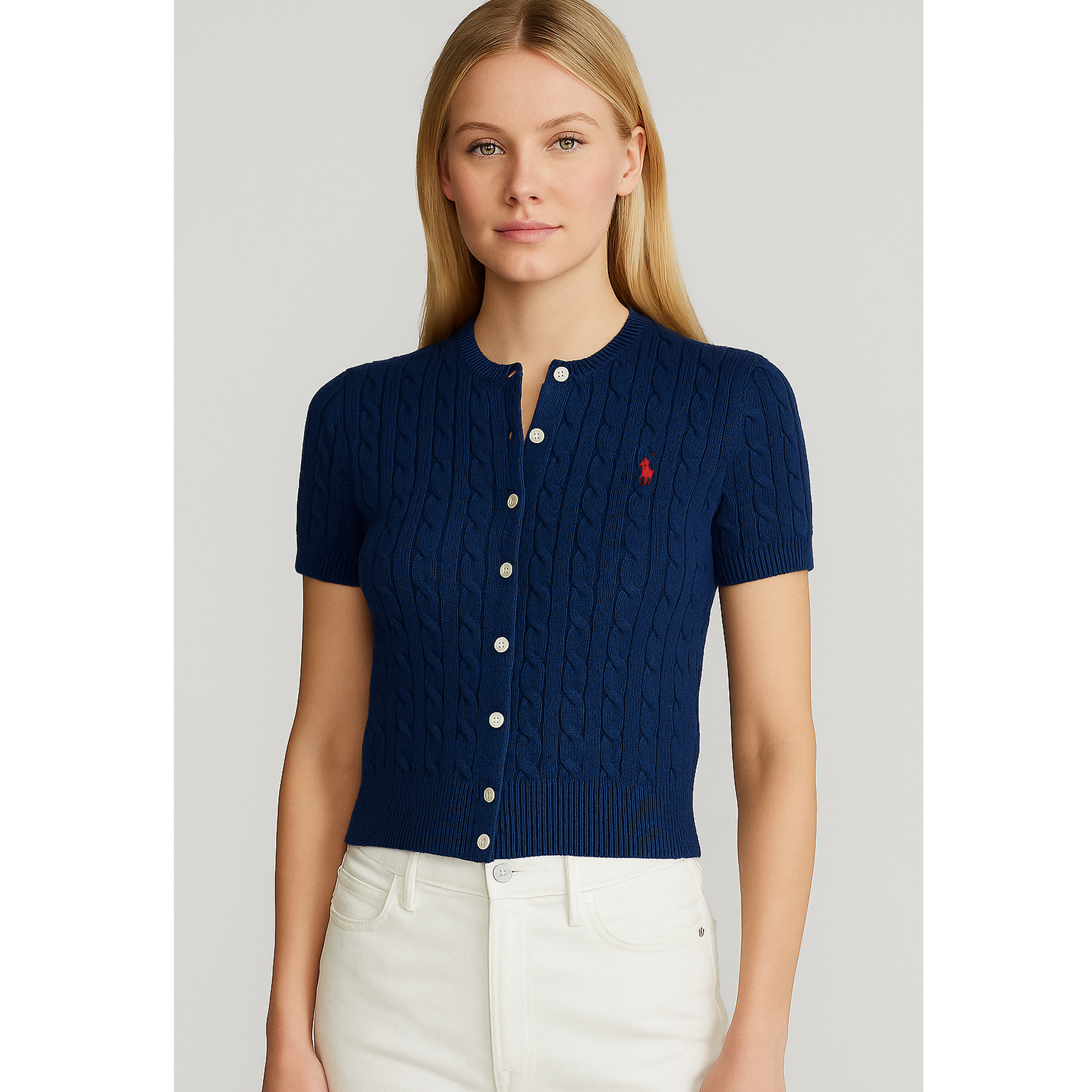 [POLO RALPH LAUREN]폴로 여성 케이블 반팔 가디건