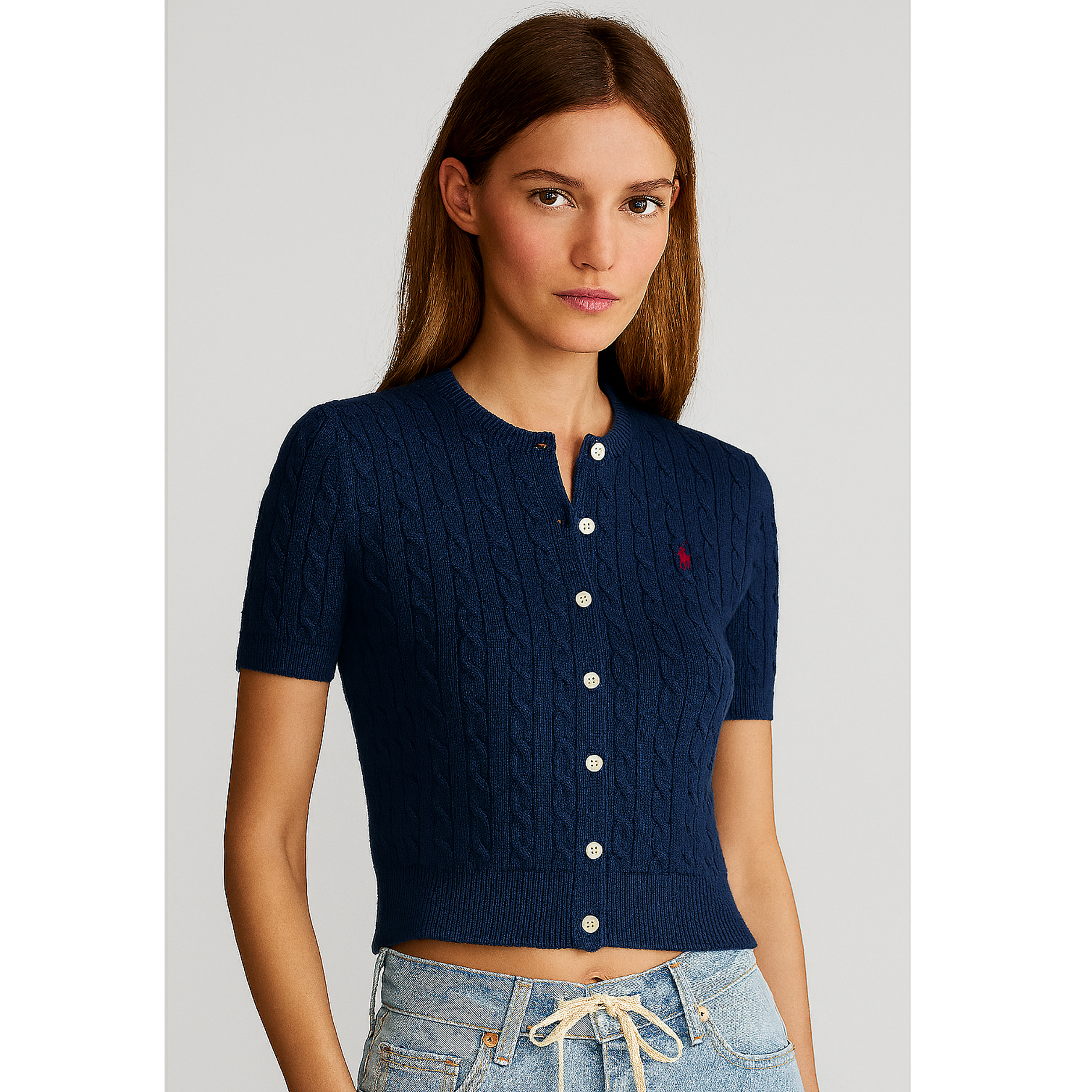 [POLO RALPH LAUREN]폴로 여성 케이블 반팔 가디건