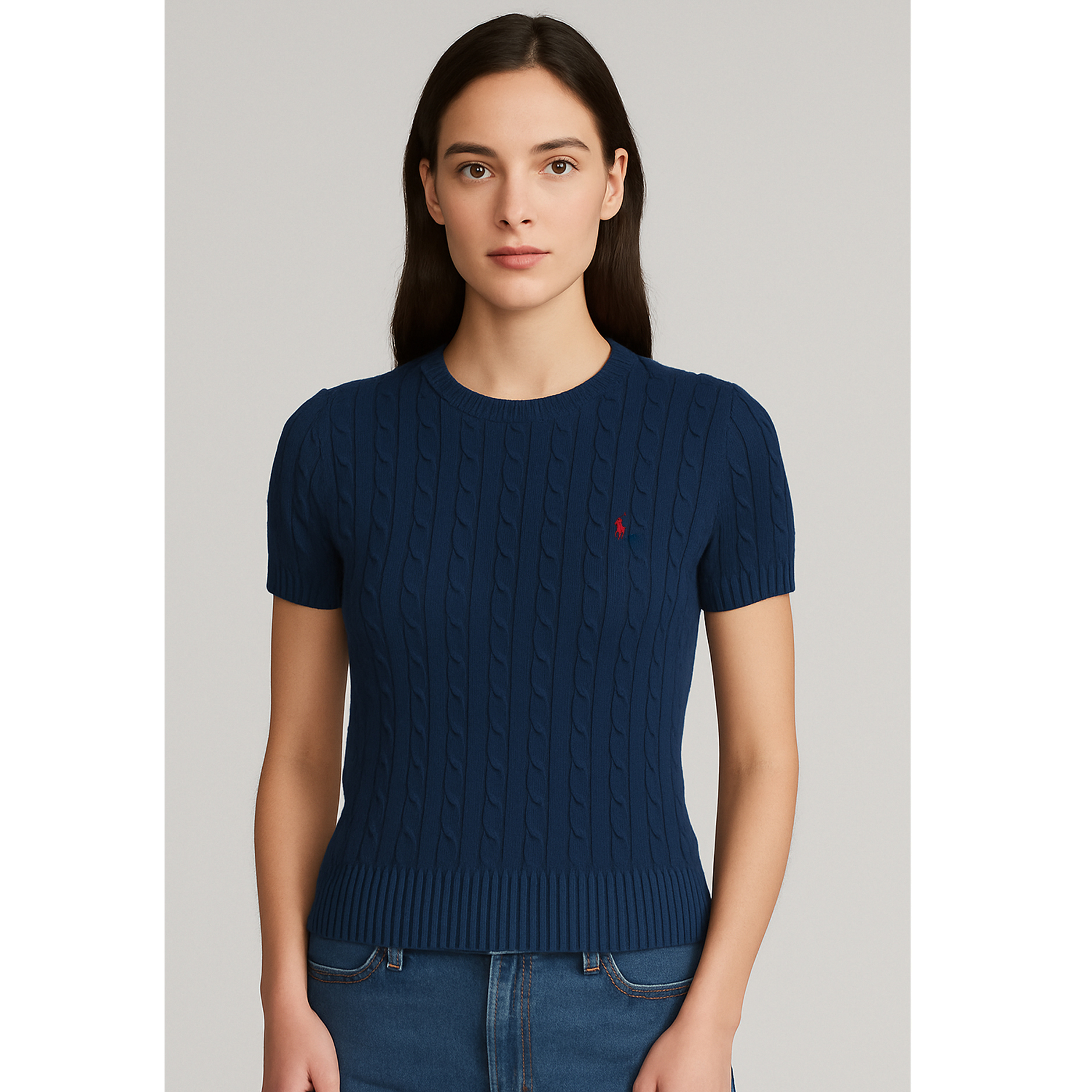 [POLO RALPH LAUREN]폴로 여성 케이블 반팔니트