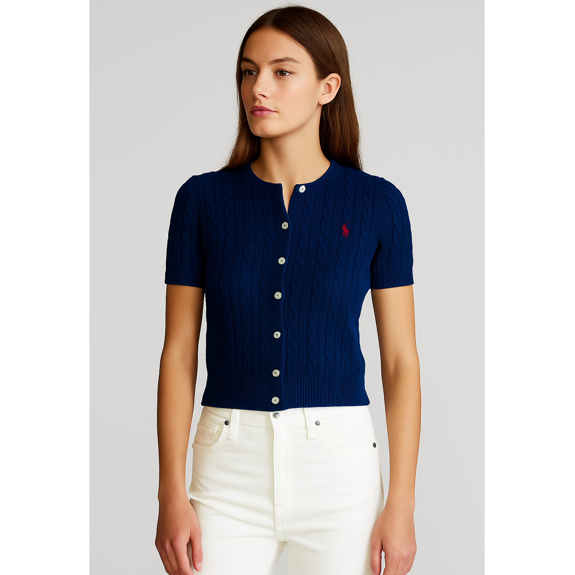 [POLO RALPH LAUREN]폴로 여성 케이블 반팔 가디건