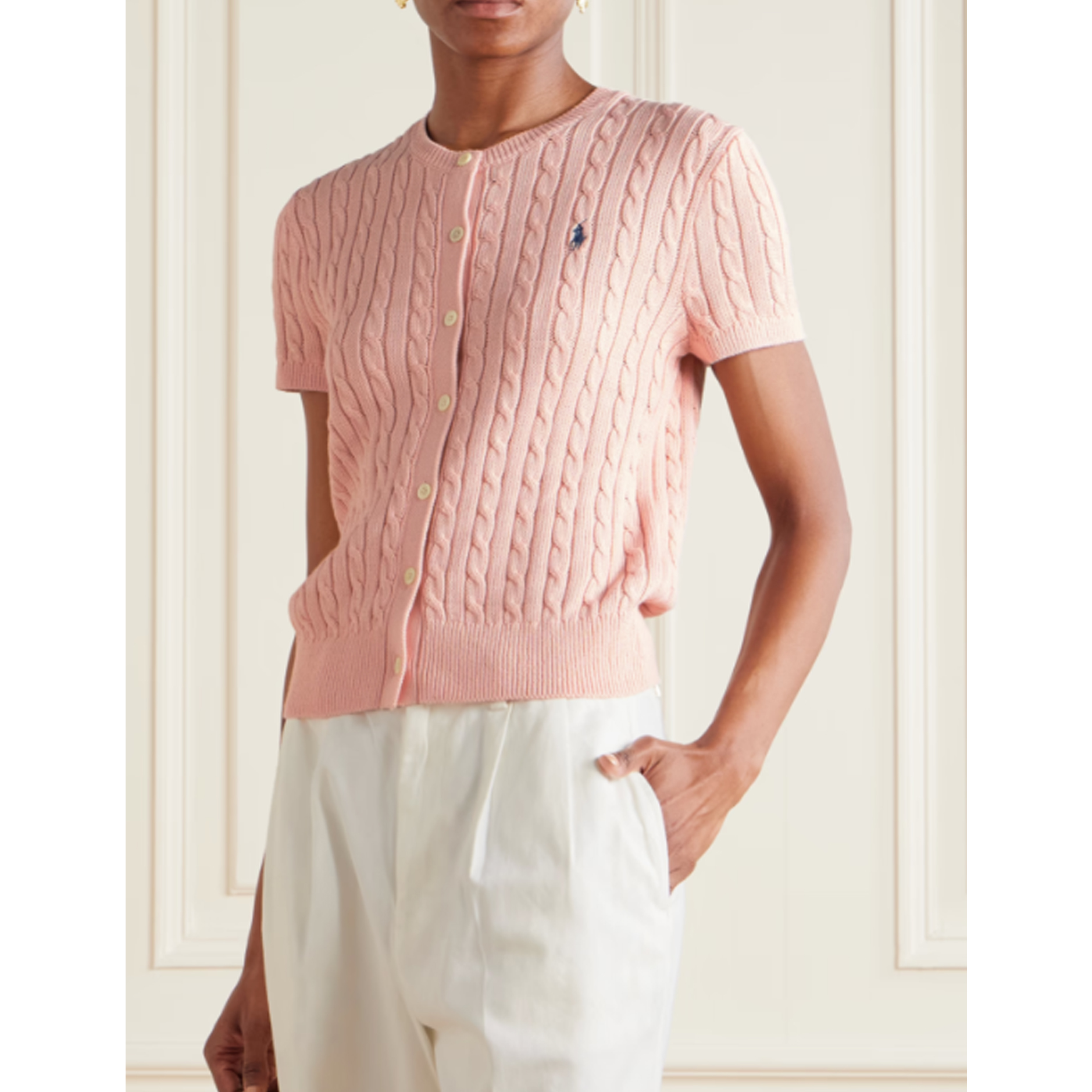 [POLO RALPH LAUREN]폴로 여성 케이블 반팔 가디건