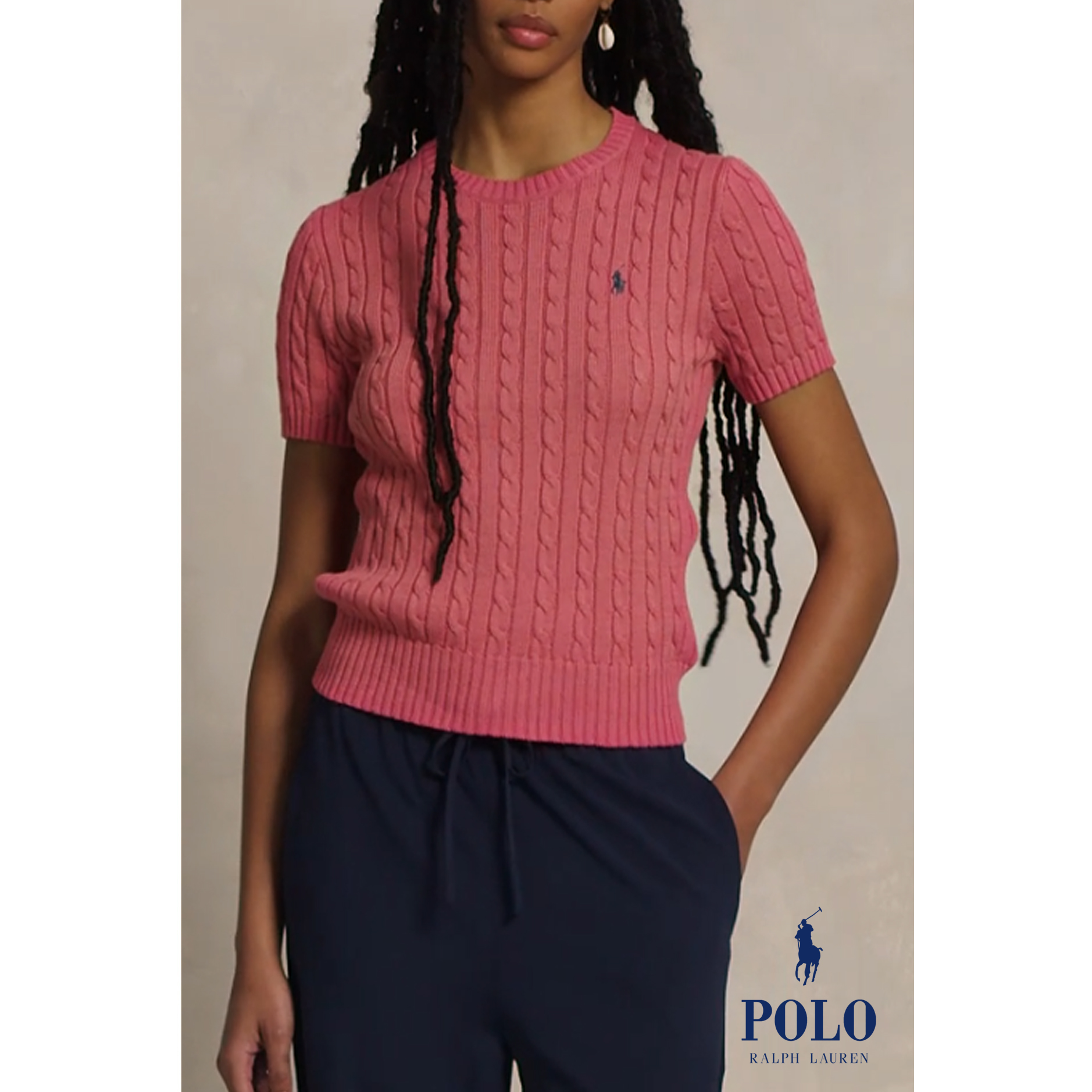 [POLO RALPH LAUREN]폴로 여성 케이블 반팔니트