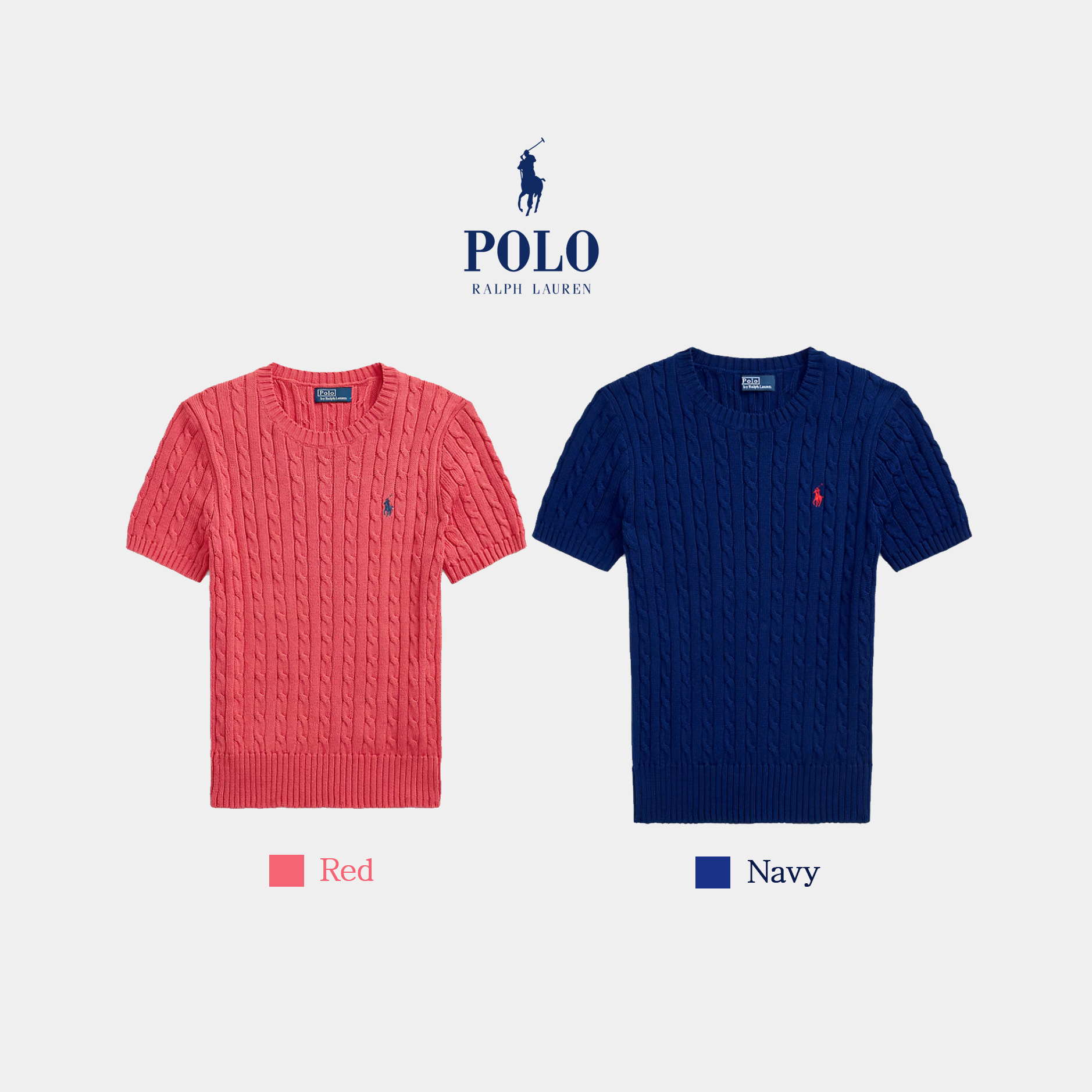 [POLO RALPH LAUREN]폴로 여성 케이블 반팔니트