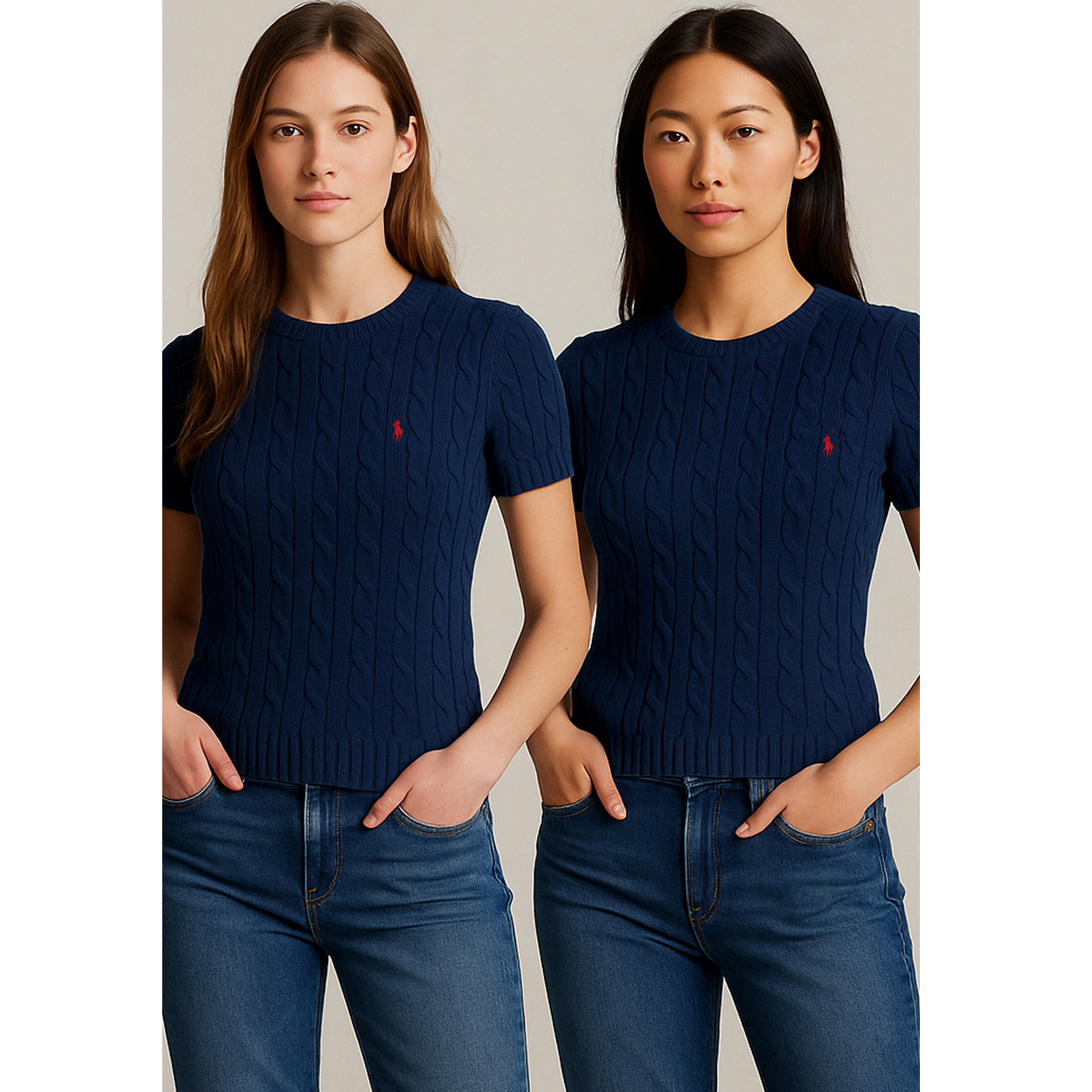 [POLO RALPH LAUREN]폴로 여성 케이블 반팔니트