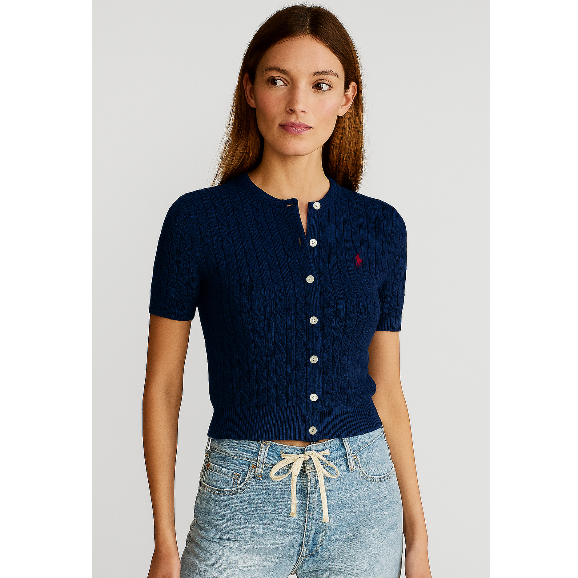 [POLO RALPH LAUREN]폴로 여성 케이블 반팔 가디건