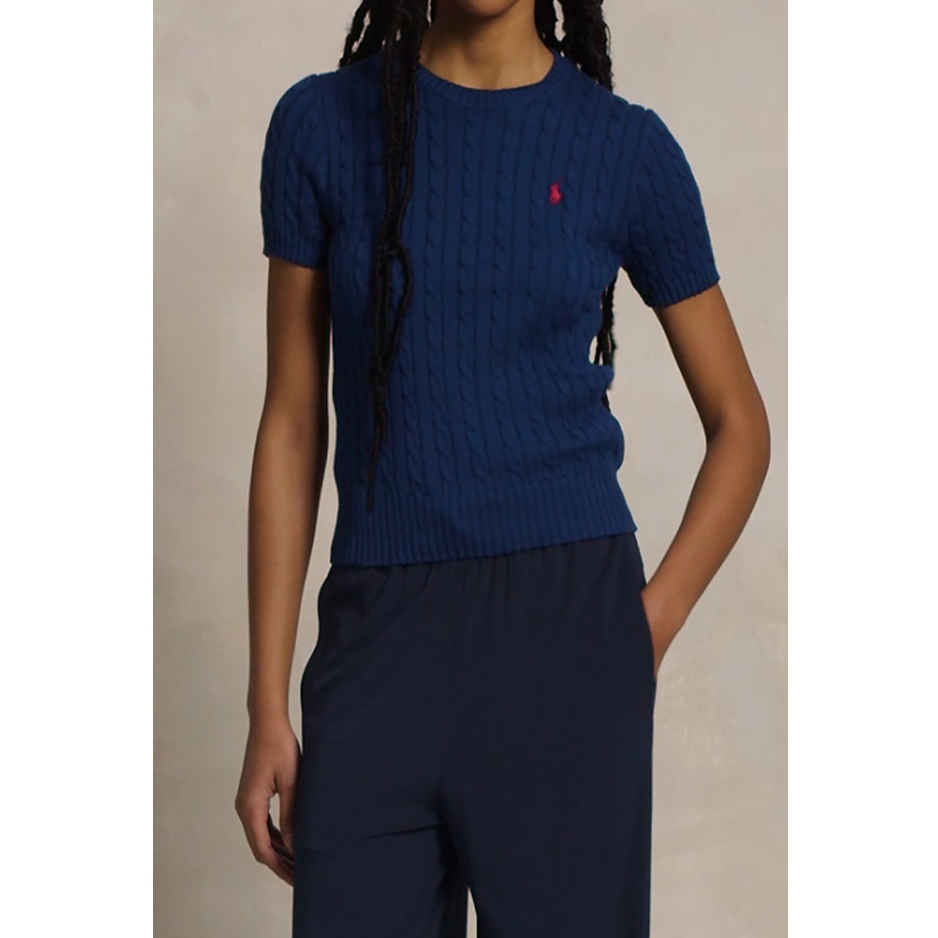 [POLO RALPH LAUREN]폴로 여성 케이블 반팔니트