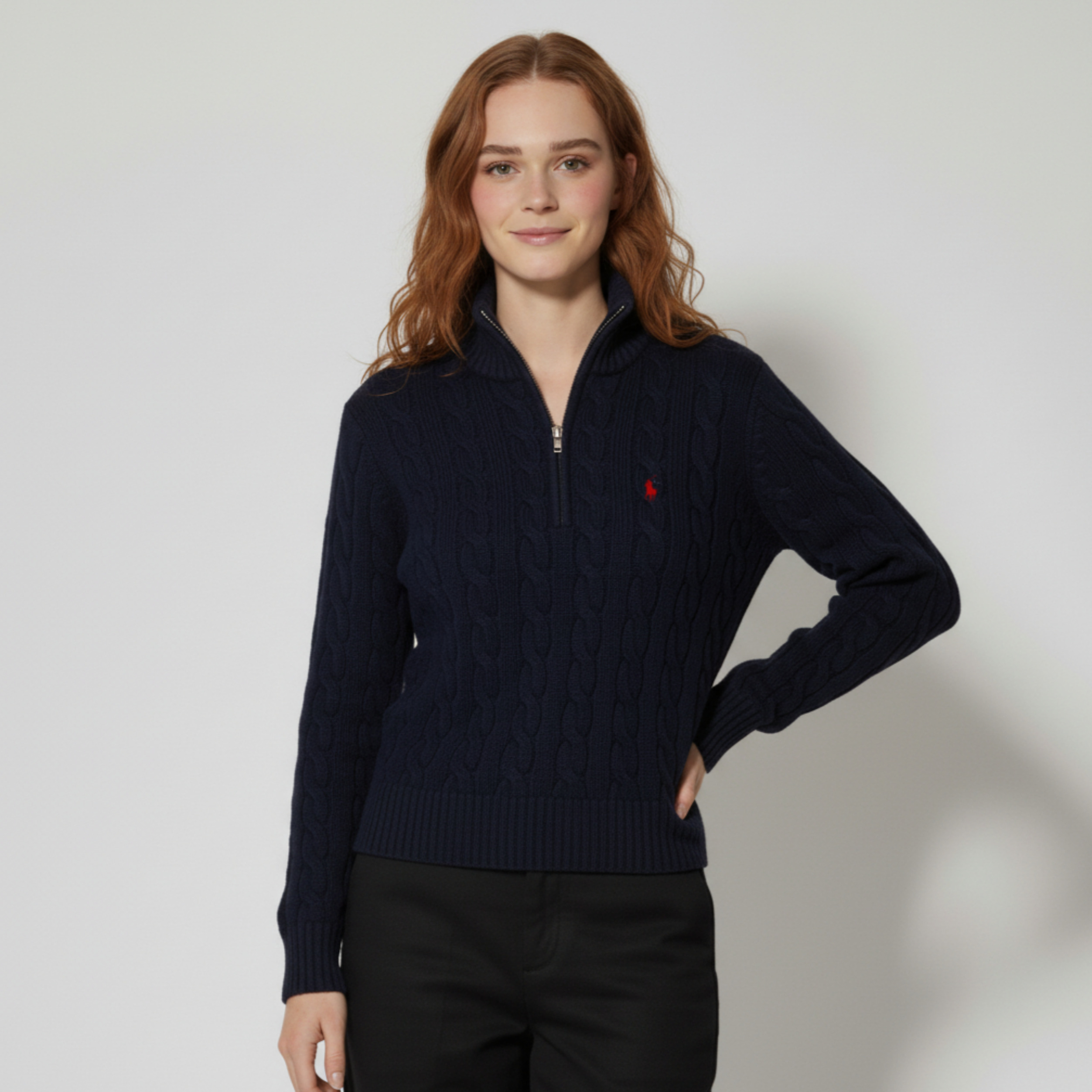 [POLO RALPH LAUREN]폴로 울 캐시미어 케이블 하프집업_봄 시즌 특가