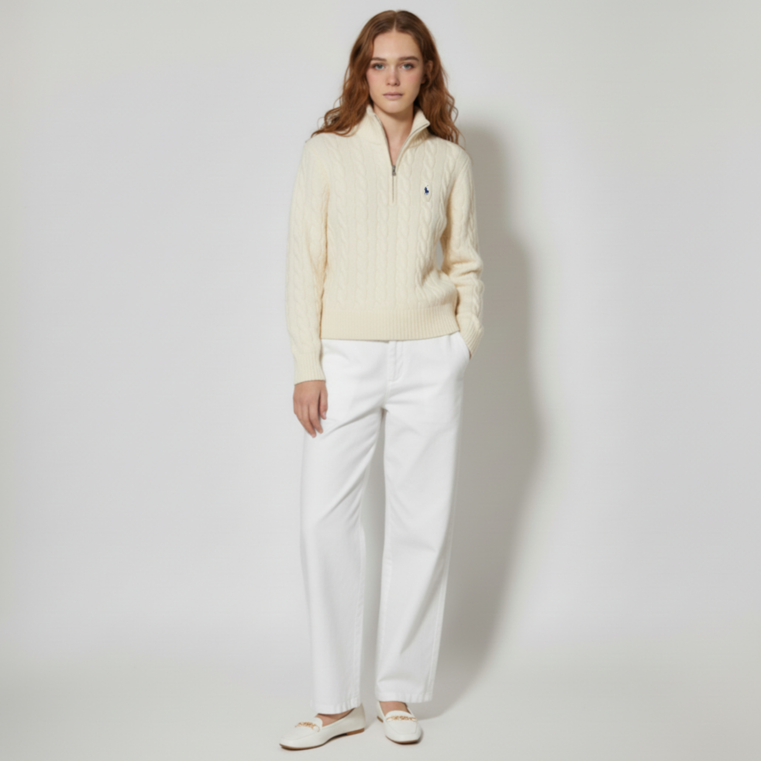 [POLO RALPH LAUREN]폴로 울 캐시미어 케이블 하프집업_봄 시즌 특가