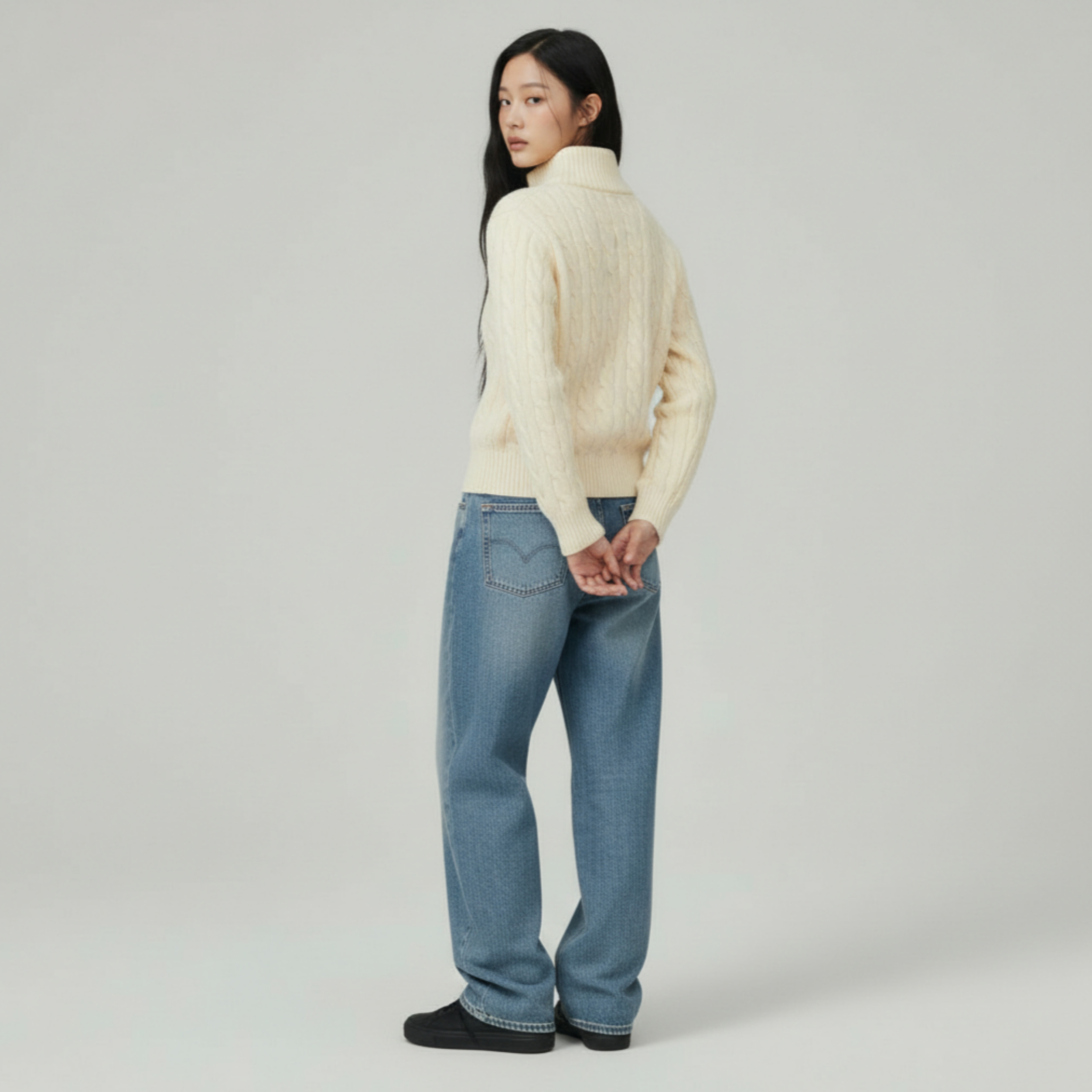 [POLO RALPH LAUREN]폴로 울 캐시미어 케이블 하프집업_봄 시즌 특가