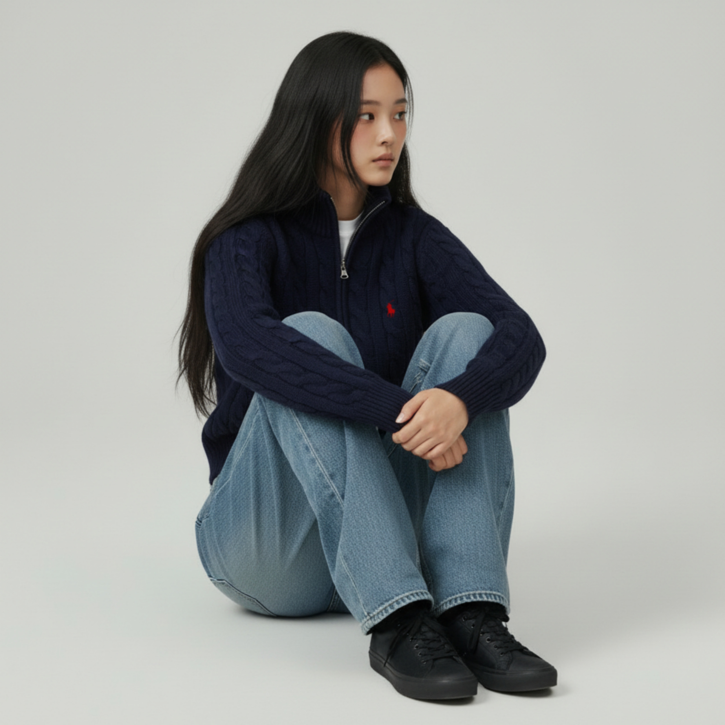[POLO RALPH LAUREN]폴로 울 캐시미어 케이블 하프집업_봄 시즌 특가