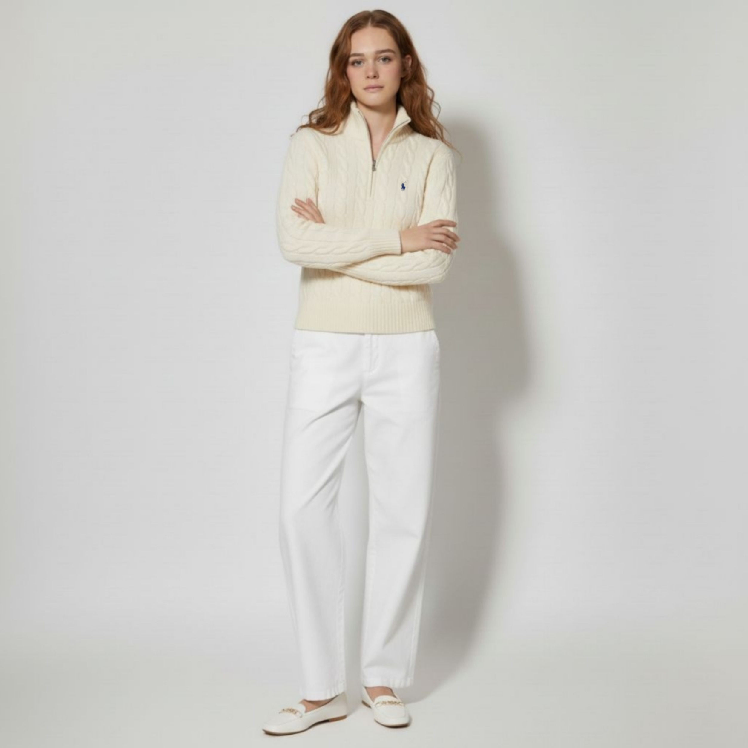 [POLO RALPH LAUREN]폴로 울 캐시미어 케이블 하프집업_봄 시즌 특가