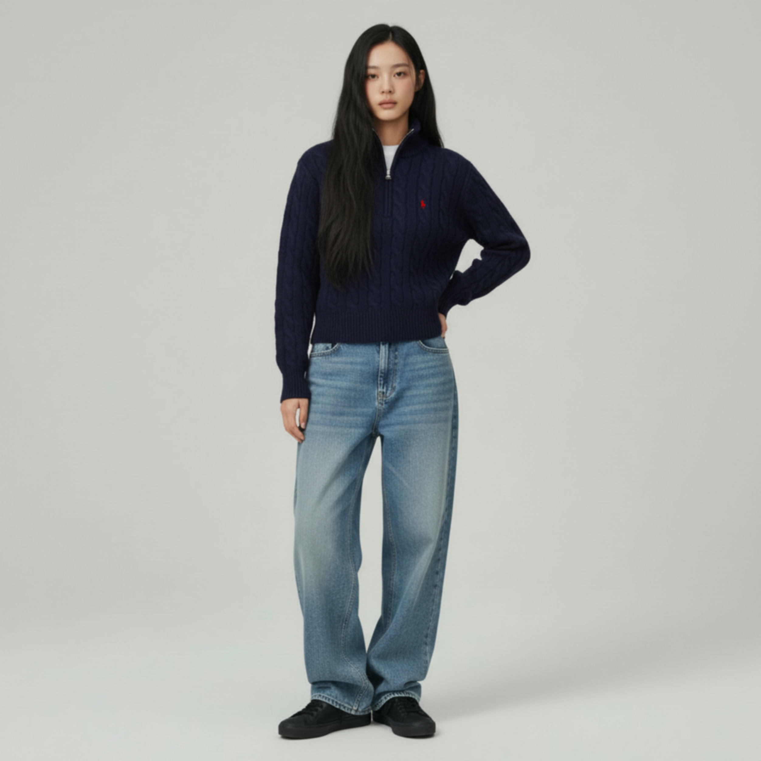 [POLO RALPH LAUREN]폴로 울 캐시미어 케이블 하프집업_봄 시즌 특가